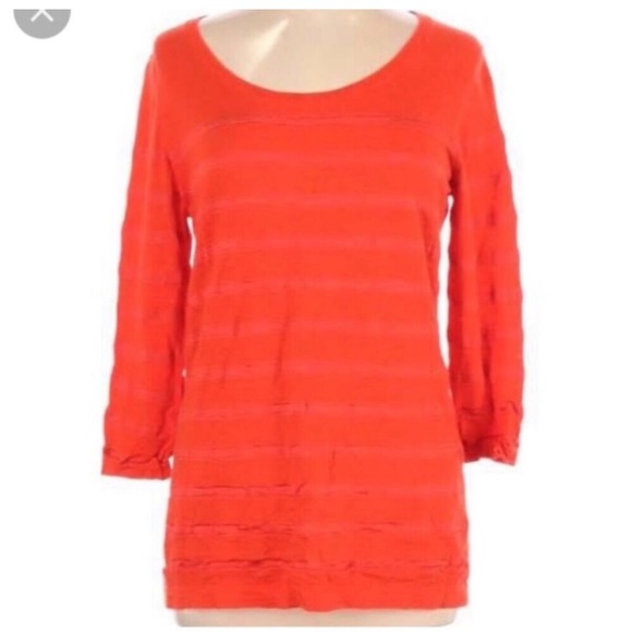 Banana Republic red orange stripe long sleeve cotton blend sweater Sz S - Picture 1 of 5